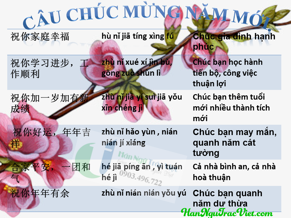 Những lời chúc tết trong tiếng Trung